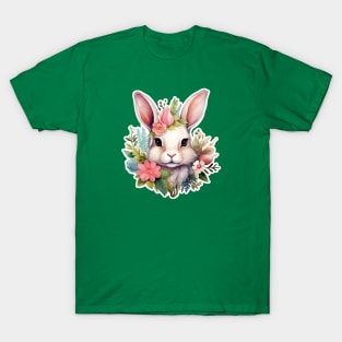 Floral Cute Bunny Watercolor T-Shirt